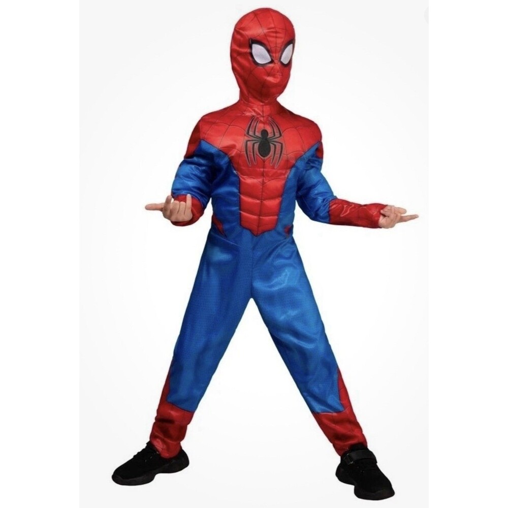 Child's Size M (8) Marvel SPIDER-MAN Halloween Costume Muscle Chest Red Blue